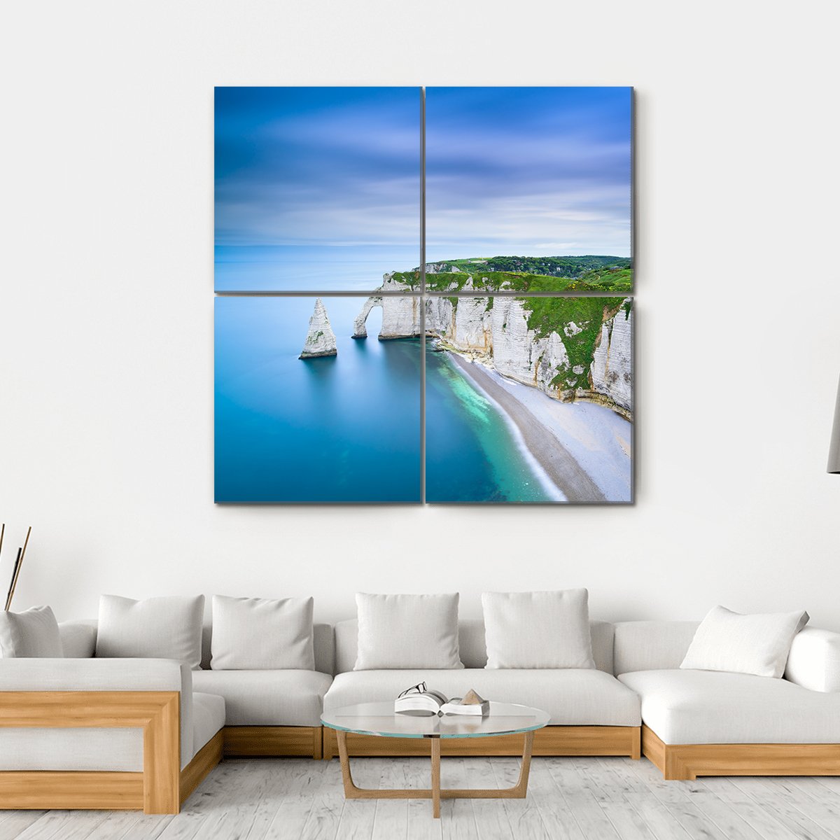 The Aval Cliff Canvas Wall Art-4 Square-Gallery Wrap-17" x 17"-Tiaracle