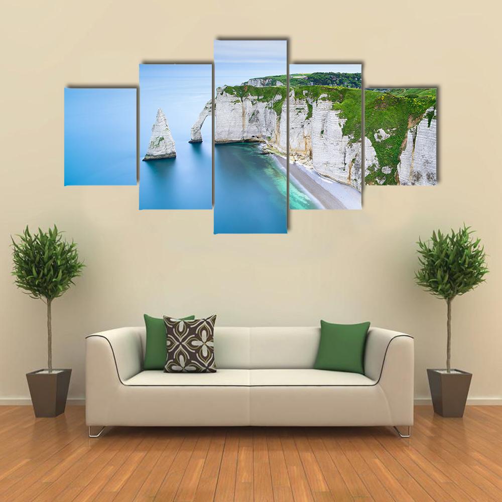 The Aval Cliff Canvas Wall Art-5 Star-Gallery Wrap-62" x 32"-Tiaracle
