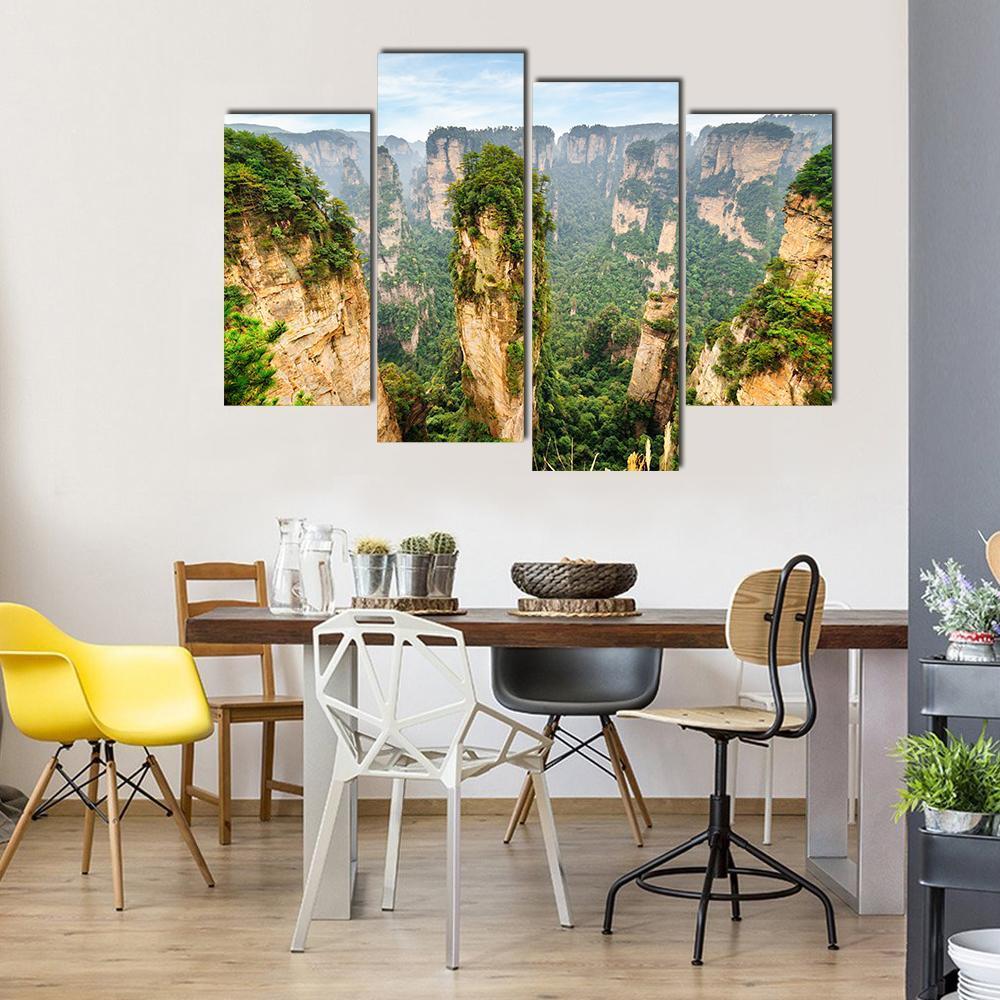 The Avatar Hallelujah Mountain Among Green Woods Canvas Wall Art-4 Pop-Gallery Wrap-50" x 32"-Tiaracle