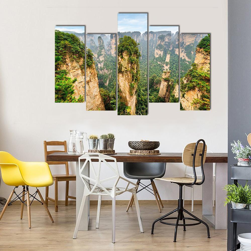 The Avatar Hallelujah Mountain Among Green Woods Canvas Wall Art-5 Pop-Gallery Wrap-47" x 32"-Tiaracle