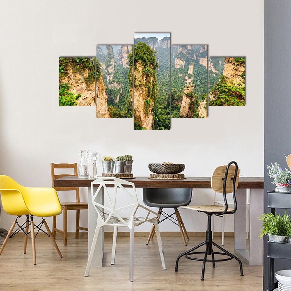 The Avatar Hallelujah Mountain Among Green Woods Canvas Wall Art-5 Star-Gallery Wrap-62" x 32"-Tiaracle