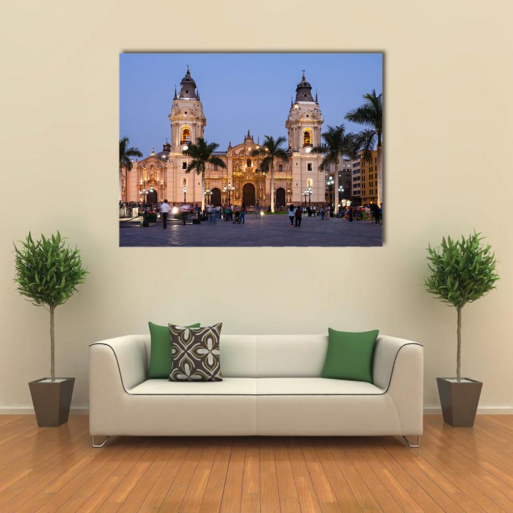 The Basilica Cathedral of Lima Canvas Wall Art-1 Piece-Gallery Wrap-36" x 24"-Tiaracle
