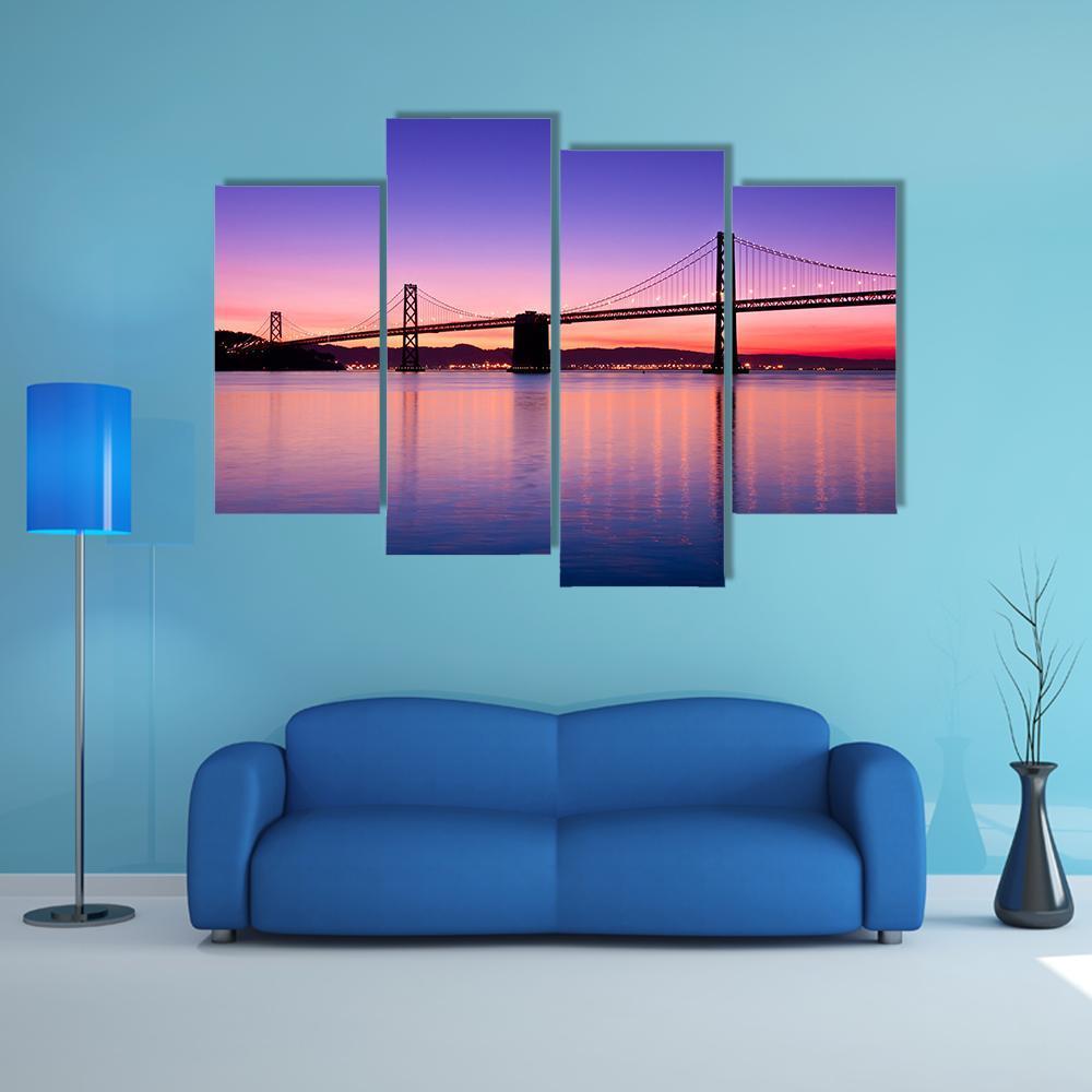 The Bay Bridge San Francisco Canvas Wall Art-4 Pop-Gallery Wrap-50" x 32"-Tiaracle