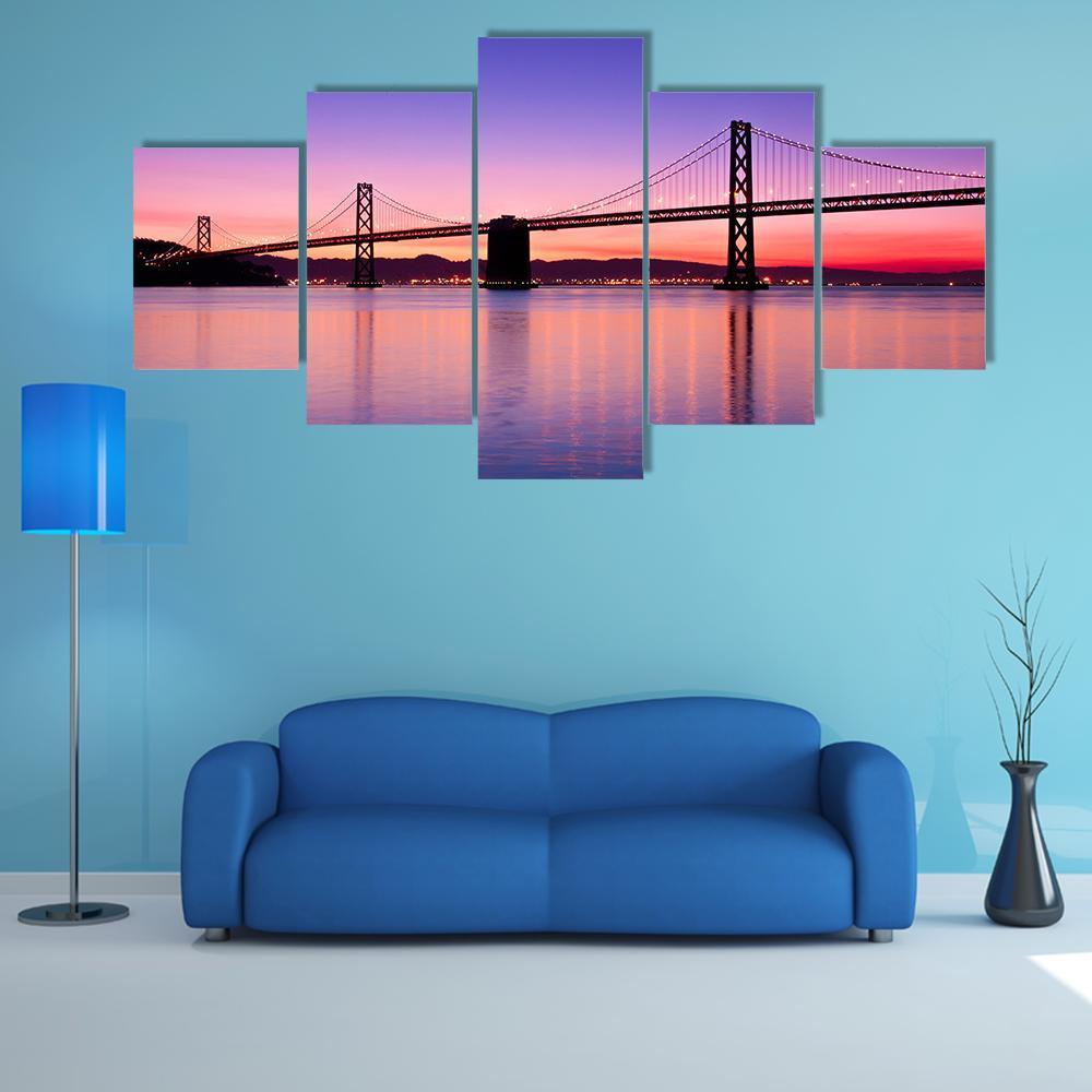 The Bay Bridge San Francisco Canvas Wall Art-5 Star-Gallery Wrap-62" x 32"-Tiaracle