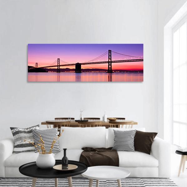 The Bay Bridge San Francisco Panoramic Canvas Wall Art-3 Piece-25" x 08"-Tiaracle