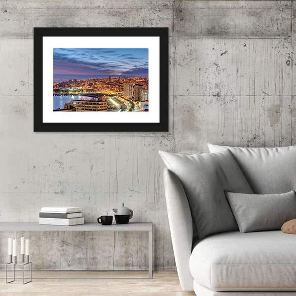 The Bay Of Valparaiso In Chile At Dusk Canvas Wall Art-3 Horizontal-Gallery Wrap-25" x 16"-Tiaracle