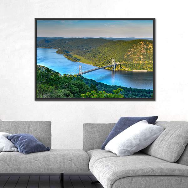 The Bear Mountain Bridge Panoramic Canvas Wall Art-1 Piece-36" x 12"-Tiaracle