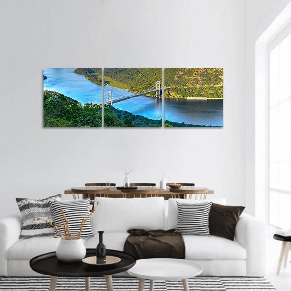 The Bear Mountain Bridge Panoramic Canvas Wall Art-3 Piece-25" x 08"-Tiaracle