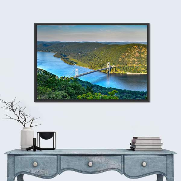 The Bear Mountain Bridge Panoramic Canvas Wall Art-1 Piece-36" x 12"-Tiaracle