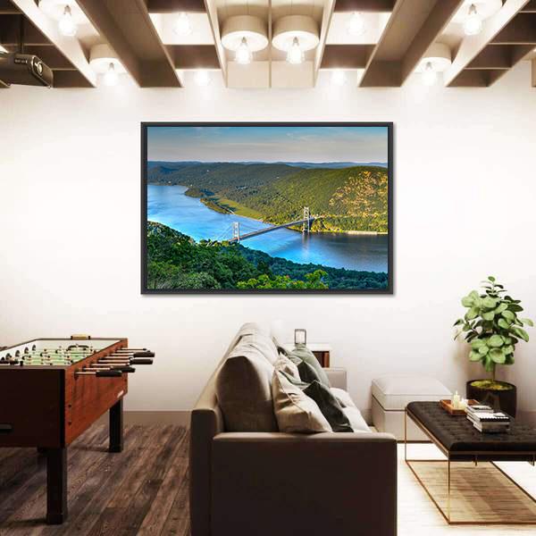 The Bear Mountain Bridge Panoramic Canvas Wall Art-1 Piece-36" x 12"-Tiaracle