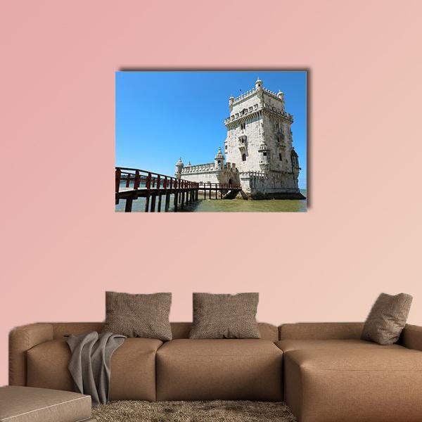 The Belem Tower Portugal Canvas Wall Art-1 Piece-Gallery Wrap-48" x 32"-Tiaracle