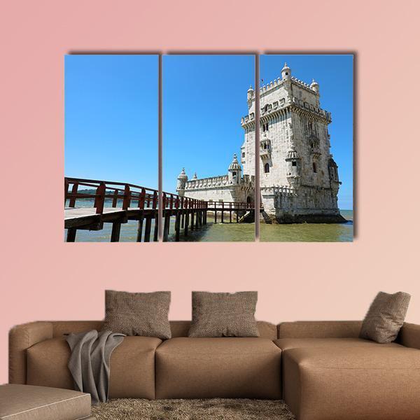 The Belem Tower Portugal Canvas Wall Art-3 Horizontal-Gallery Wrap-37" x 24"-Tiaracle