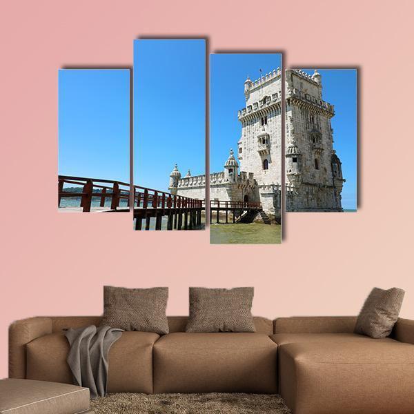 The Belem Tower Portugal Canvas Wall Art-4 Pop-Gallery Wrap-50" x 32"-Tiaracle