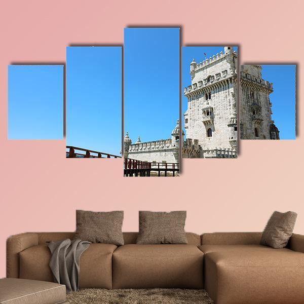 The Belem Tower Portugal Canvas Wall Art-5 Star-Gallery Wrap-62" x 32"-Tiaracle