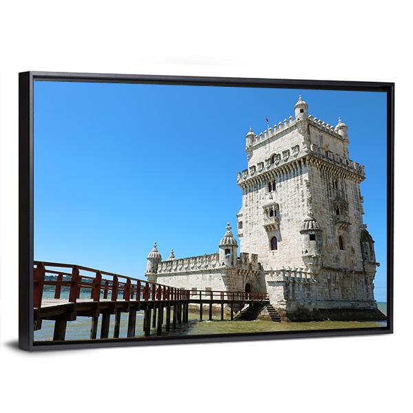 The Belem Tower Portugal Canvas Wall Art-3 Horizontal-Gallery Wrap-25" x 16"-Tiaracle