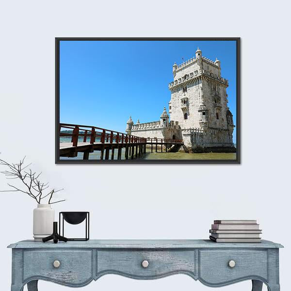The Belem Tower Portugal Canvas Wall Art-3 Horizontal-Gallery Wrap-25" x 16"-Tiaracle