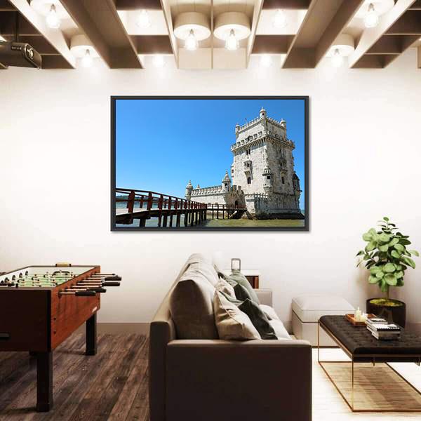 The Belem Tower Portugal Canvas Wall Art-3 Horizontal-Gallery Wrap-25" x 16"-Tiaracle