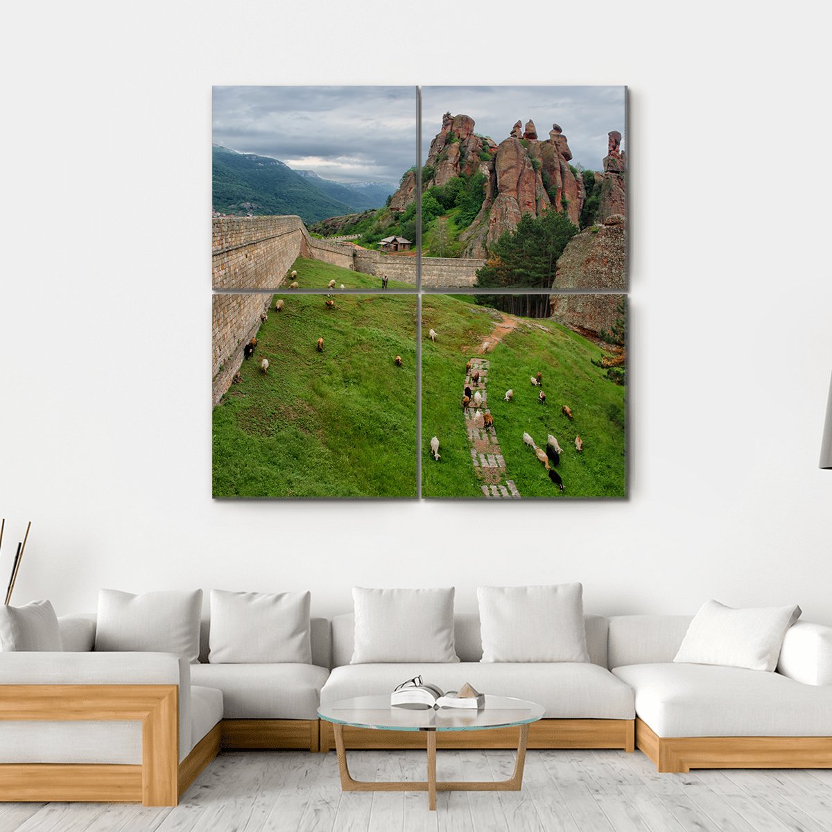 The Belogradchik Rocks Canvas Wall Art-4 Square-Gallery Wrap-17" x 17"-Tiaracle