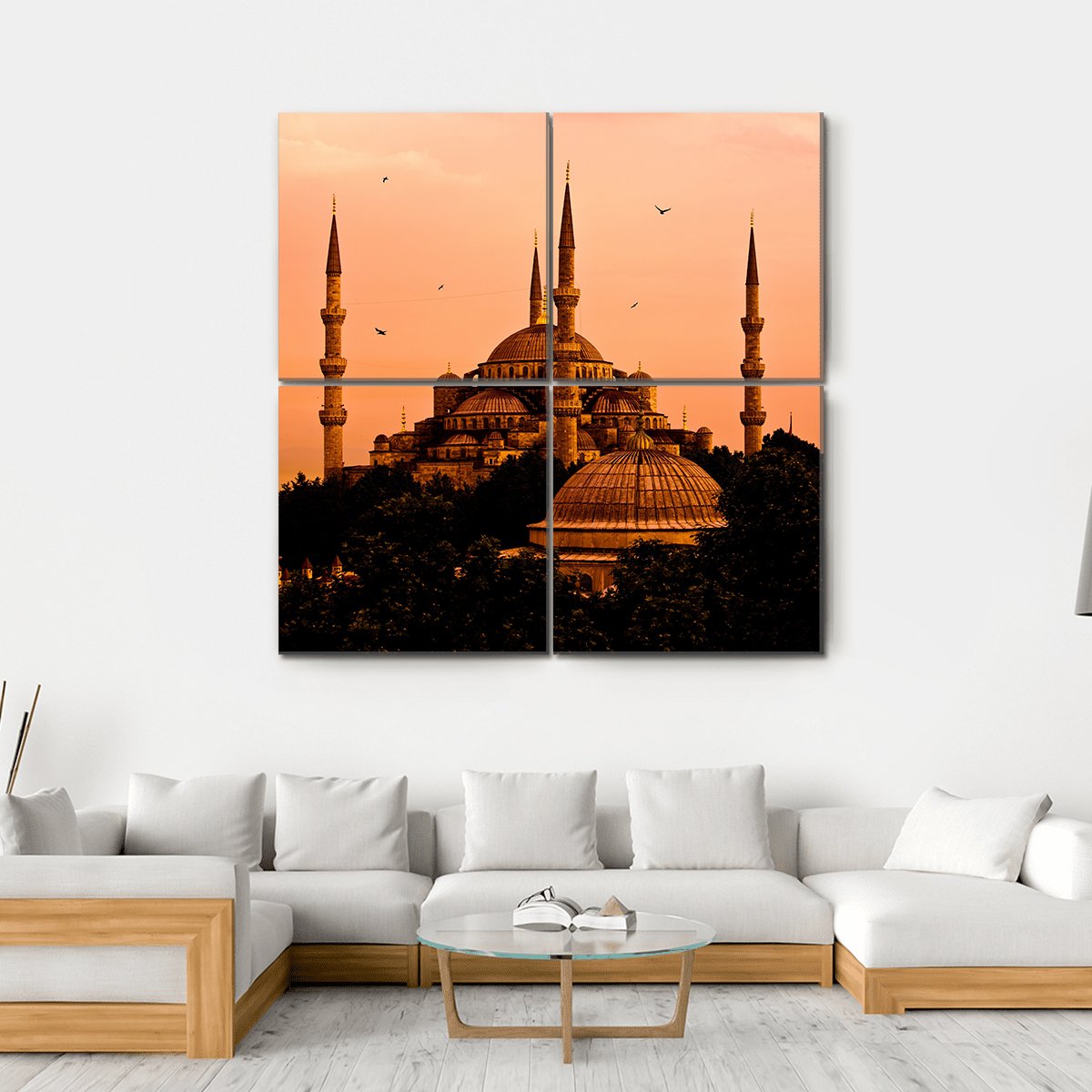 Blue Mosque In Istanbul Canvas Wall Art-4 Square-Gallery Wrap-17" x 17"-Tiaracle