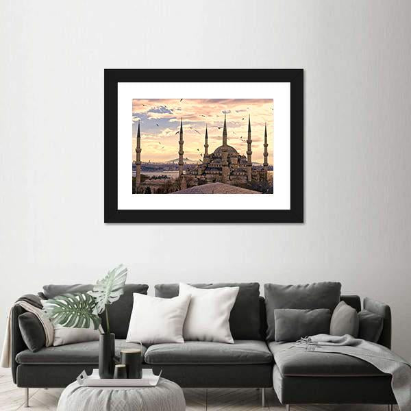 The Blue Mosque In Istanbul Canvas Wall Art-1 Piece-Framed Print-20" x 16"-Tiaracle