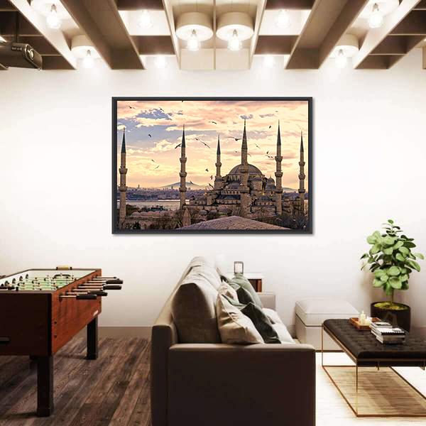 The Blue Mosque In Istanbul Canvas Wall Art-5 Horizontal-Gallery Wrap-22" x 12"-Tiaracle