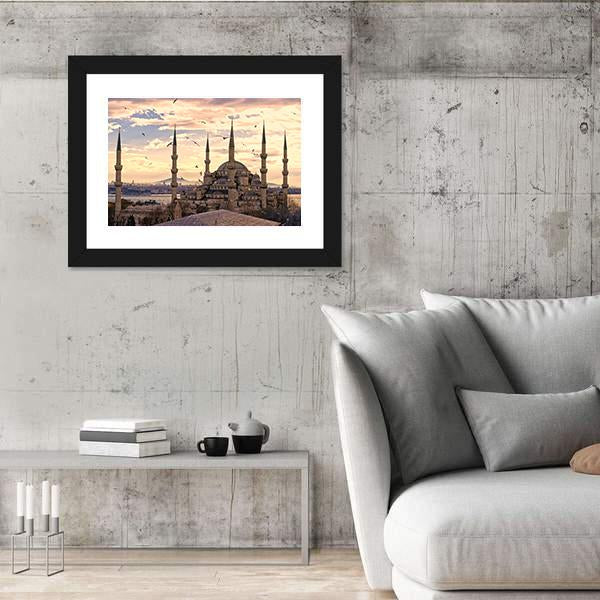 The Blue Mosque In Istanbul Canvas Wall Art-5 Horizontal-Gallery Wrap-22" x 12"-Tiaracle
