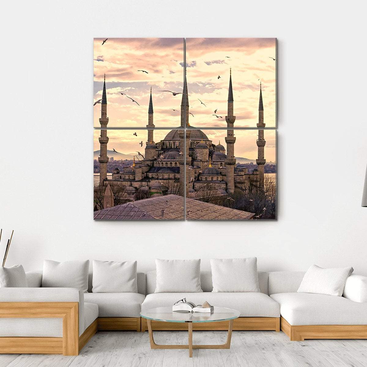 The Blue Mosque In Istanbul Canvas Wall Art-4 Square-Gallery Wrap-17" x 17"-Tiaracle