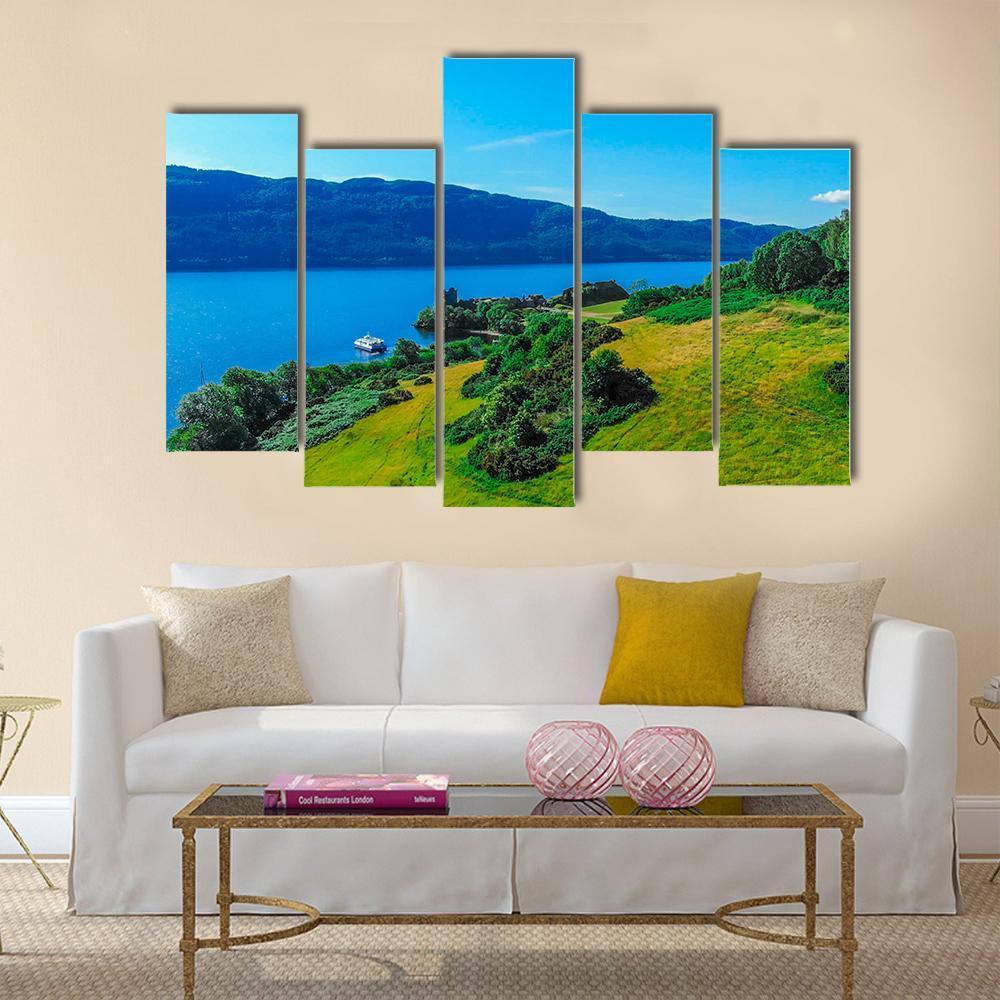 The Blue Water Of Loch Ness Canvas Wall Art-5 Pop-Gallery Wrap-47" x 32"-Tiaracle