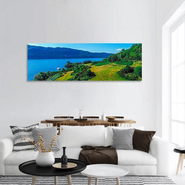 The Blue Water Of Loch Ness Panoramic Canvas Wall Art-3 Piece-25" x 08"-Tiaracle