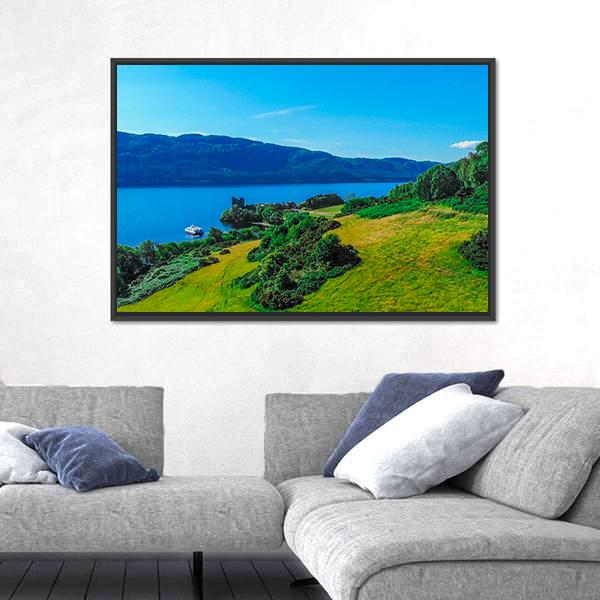 The Blue Water Of Loch Ness Panoramic Canvas Wall Art-1 Piece-36" x 12"-Tiaracle