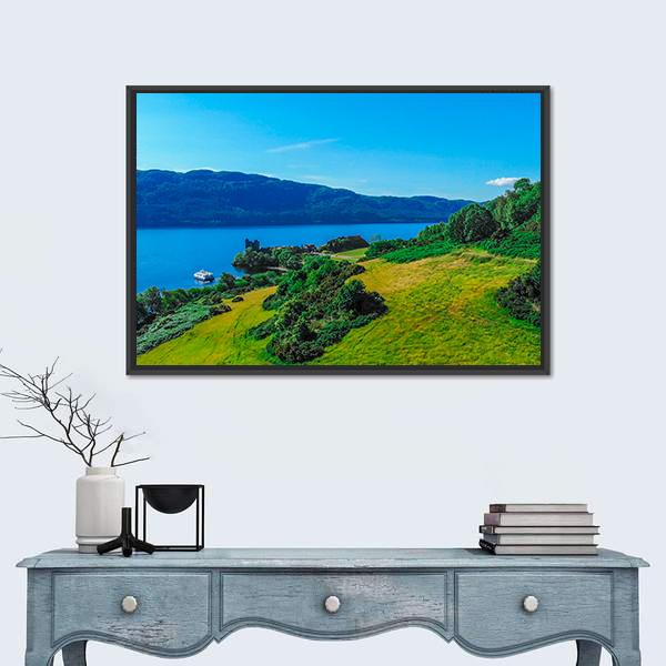 The Blue Water Of Loch Ness Panoramic Canvas Wall Art-1 Piece-36" x 12"-Tiaracle