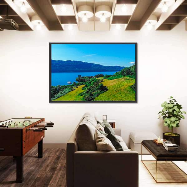 The Blue Water Of Loch Ness Panoramic Canvas Wall Art-1 Piece-36" x 12"-Tiaracle