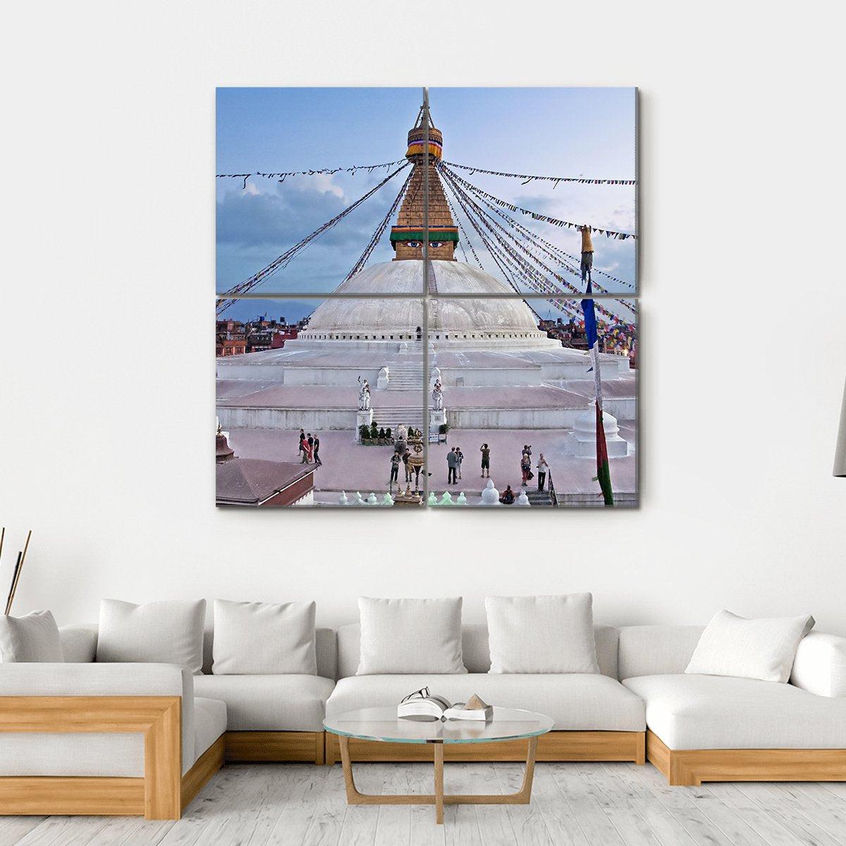 The Boudhanath Stupa Nepal Canvas Wall Art-4 Square-Gallery Wrap-17" x 17"-Tiaracle