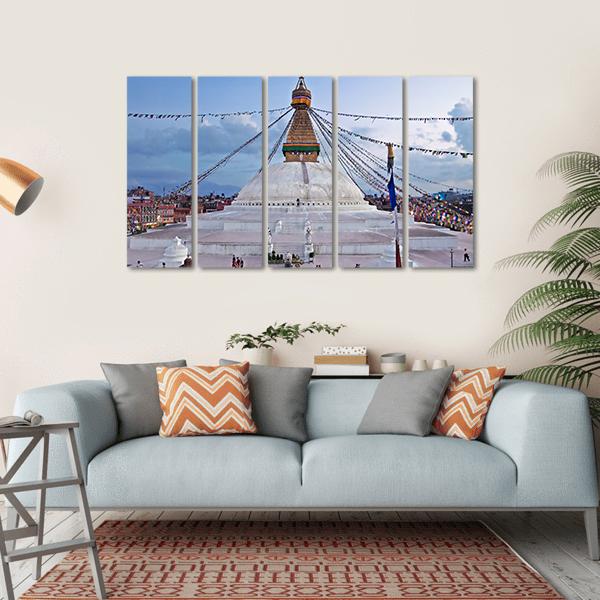 The Boudhanath Stupa Nepal Canvas Wall Art-5 Horizontal-Gallery Wrap-22&quot; x 12&quot;-Tiaracle
