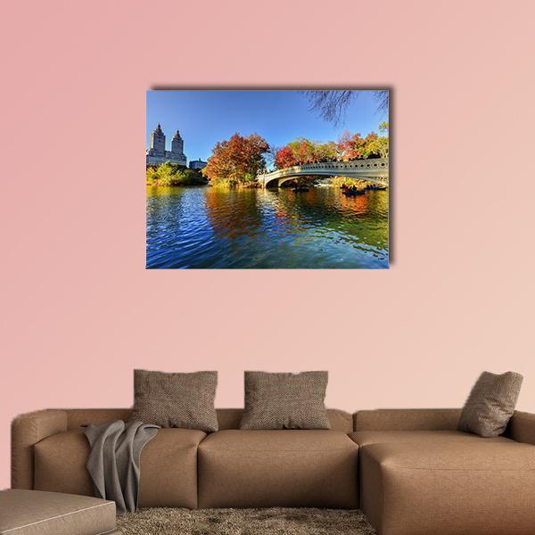 The Bow Bridge New York Canvas Wall Art-1 Piece-Gallery Wrap-48" x 32"-Tiaracle