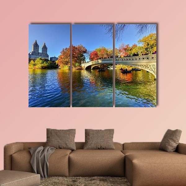 The Bow Bridge New York Canvas Wall Art-3 Horizontal-Gallery Wrap-37" x 24"-Tiaracle