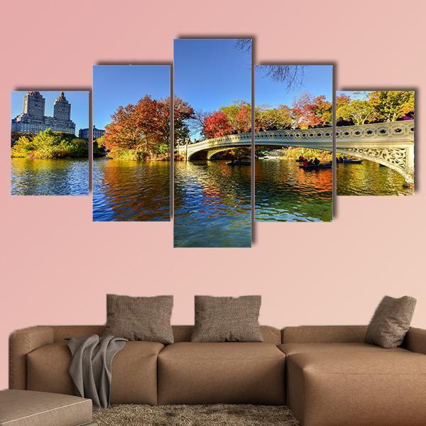 The Bow Bridge New York Canvas Wall Art-5 Star-Gallery Wrap-62" x 32"-Tiaracle