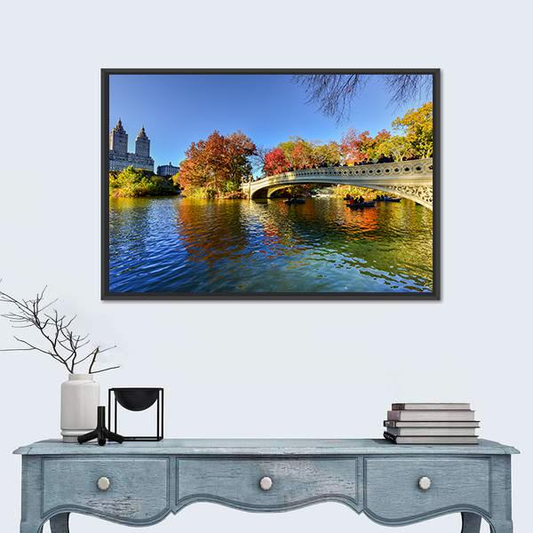 The Bow Bridge New York Canvas Wall Art-3 Horizontal-Gallery Wrap-25" x 16"-Tiaracle