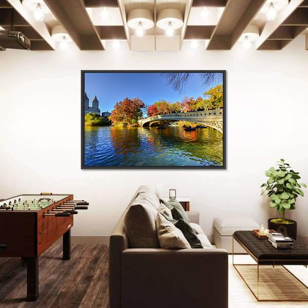The Bow Bridge New York Canvas Wall Art-3 Horizontal-Gallery Wrap-25" x 16"-Tiaracle