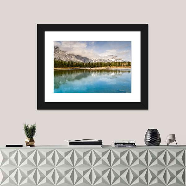 The Bow River Canada Panoramic Canvas Wall Art-1 Piece-36" x 12"-Tiaracle
