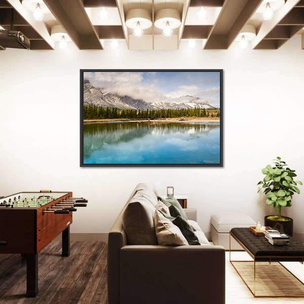 The Bow River Canada Panoramic Canvas Wall Art-1 Piece-36" x 12"-Tiaracle