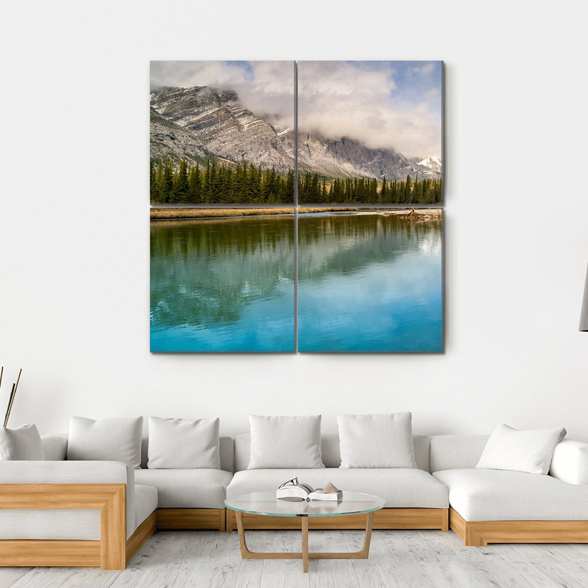The Bow River Canada Canvas Wall Art-4 Square-Gallery Wrap-17" x 17"-Tiaracle