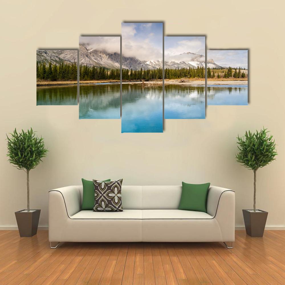 The Bow River Canada Canvas Wall Art-5 Star-Gallery Wrap-42" x 21"-Tiaracle