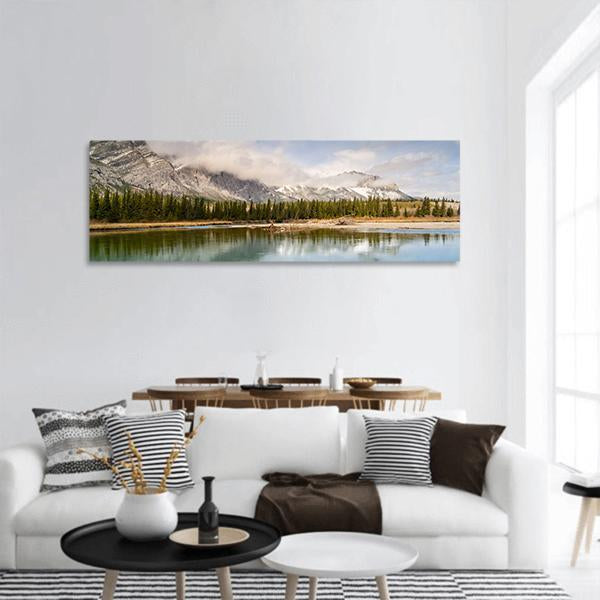 The Bow River Canada Panoramic Canvas Wall Art-1 Piece-36" x 12"-Tiaracle