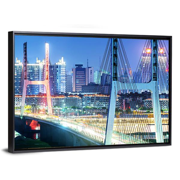 The Bridge In Shanghai Canvas Wall Art-3 Horizontal-Gallery Wrap-25&quot; x 16&quot;-Tiaracle
