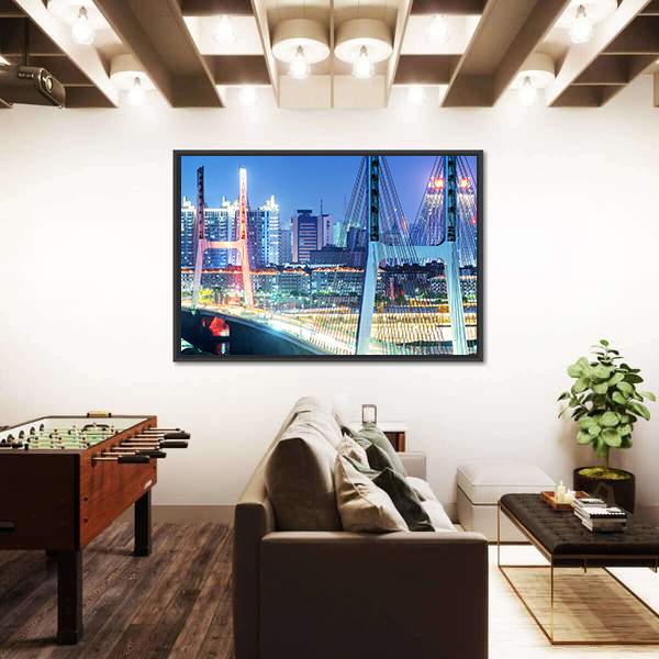 The Bridge In Shanghai Canvas Wall Art-3 Horizontal-Gallery Wrap-25&quot; x 16&quot;-Tiaracle