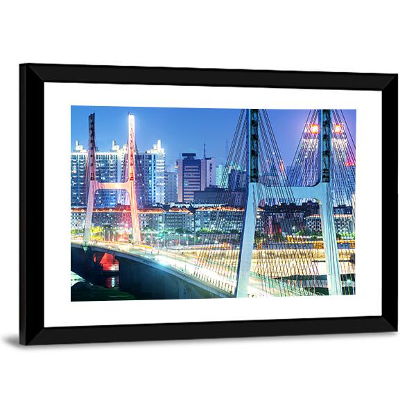 The Bridge In Shanghai Canvas Wall Art-3 Horizontal-Gallery Wrap-25&quot; x 16&quot;-Tiaracle