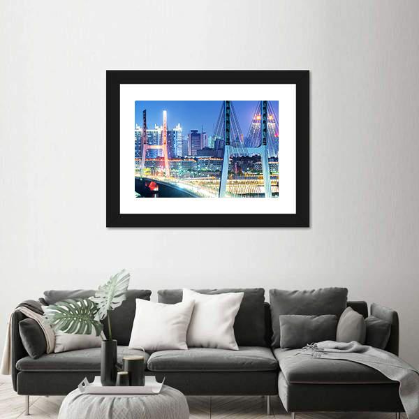 The Bridge In Shanghai Canvas Wall Art-3 Horizontal-Gallery Wrap-25&quot; x 16&quot;-Tiaracle