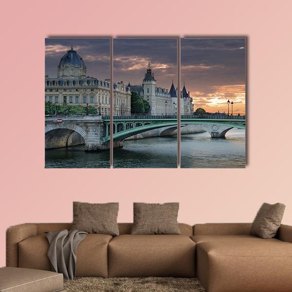 Bridge Pont Notre Dame Canvas Wall Art-3 Horizontal-Gallery Wrap-37" x 24"-Tiaracle