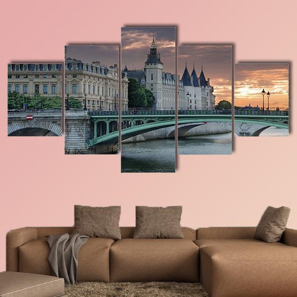 Bridge Pont Notre Dame Canvas Wall Art-5 Star-Gallery Wrap-62" x 32"-Tiaracle
